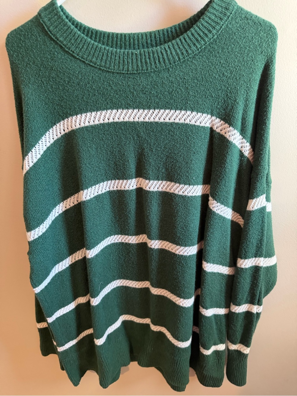 aerie Green and White Striped Sweater